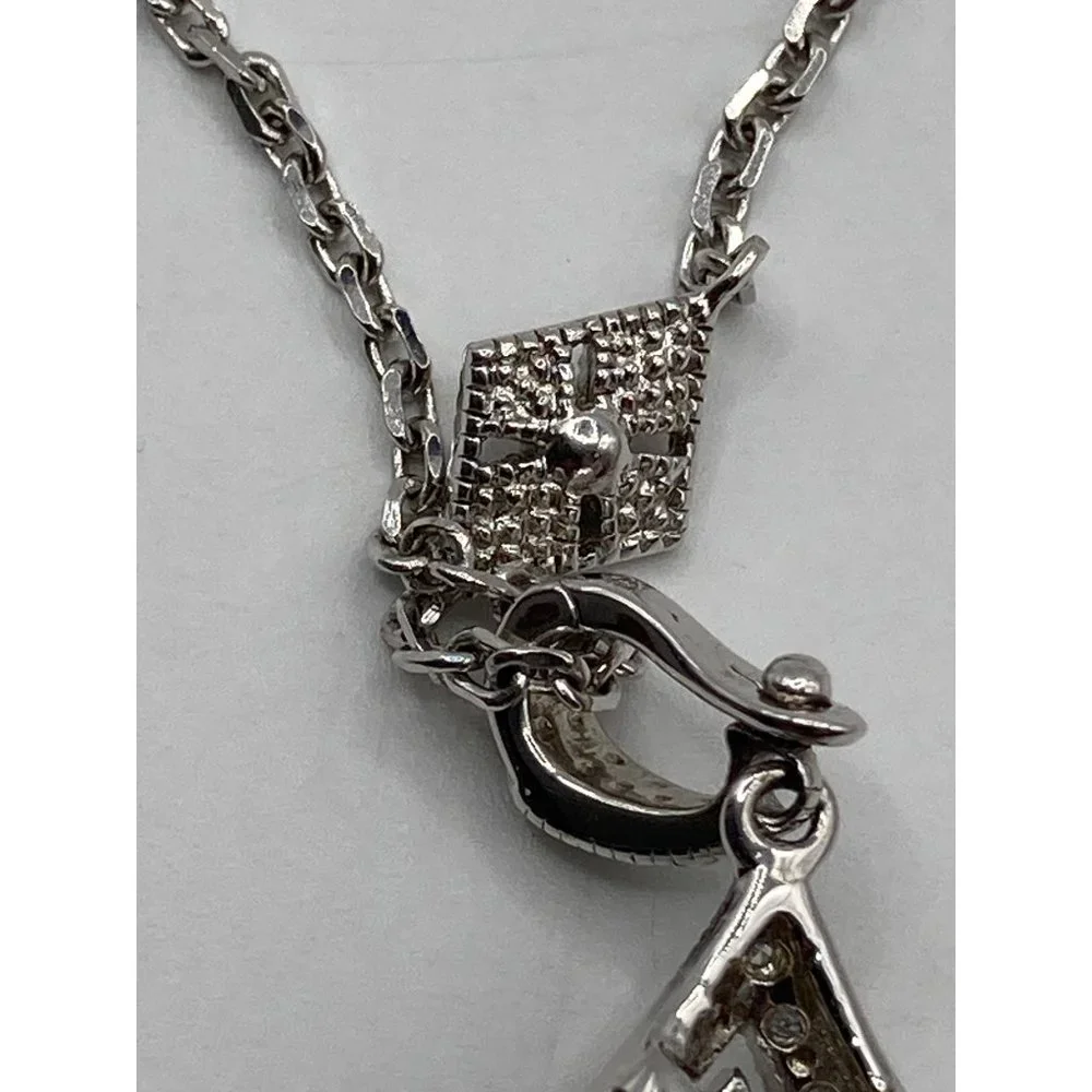 Diamonds Sterling Silver Puffy Necklace Enhancer Pendant 34